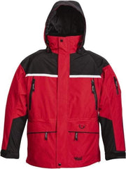 Viking - Size S, Black & Red, Rain, Wind Resistant, Cold Weather Jacket - 37" Chest, 5 Pockets, Detachable Hood - Apex Tool & Supply