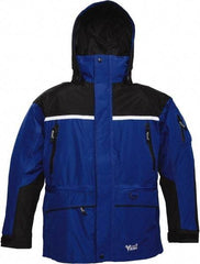 Viking - Size 2XL, Black & Royal Blue, Rain, Wind Resistant, Cold Weather Jacket - 51" Chest, 5 Pockets, Detachable Hood - Apex Tool & Supply