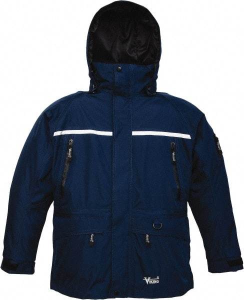Viking - Size 2XL, Black & Navy, Rain, Wind Resistant, Cold Weather Jacket - 51" Chest, 5 Pockets, Detachable Hood - Apex Tool & Supply