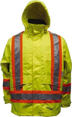 Viking - Size 2XL, High Visibility Lime, Cold Weather, Rain, Wind Resistant Jacket - 51" Chest, 3 Pockets, Detachable Hood - Apex Tool & Supply