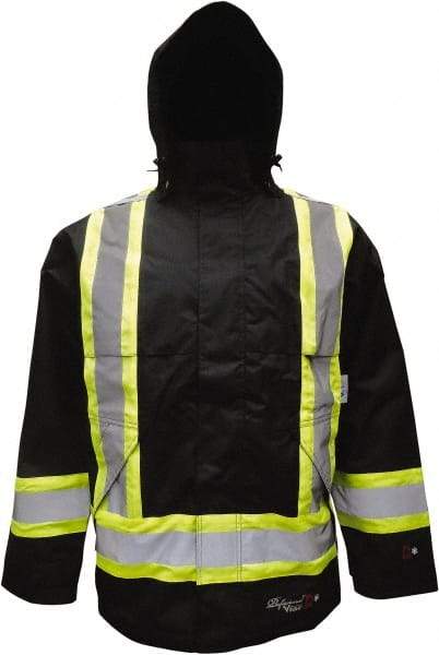 Viking - Size 2XL, Black, Flame Resistant/Retardant, Cold Weather, Rain, Wind Resistant Jacket - 51" Chest, 2 Pockets, Detachable Hood - Apex Tool & Supply