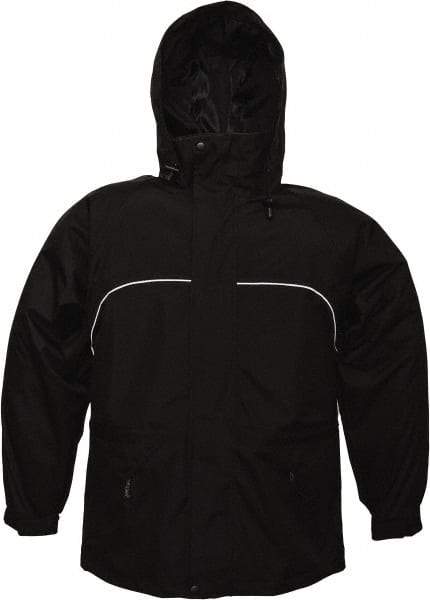 Viking - Size 2XL, Black, Rain, Wind Resistant Jacket - 51" Chest, 3 Pockets, Attached Hood - Apex Tool & Supply