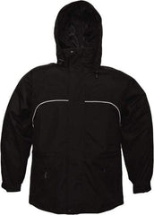 Viking - Size 2XL, Black, Rain, Wind Resistant Jacket - 51" Chest, 3 Pockets, Attached Hood - Apex Tool & Supply