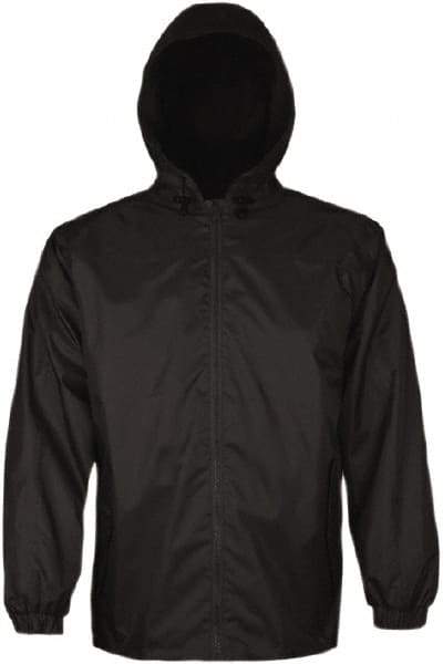 Viking - Size S, Black, Rain, Wind Resistant Jacket - 37" Chest, 2 Pockets, Attached Hood - Apex Tool & Supply