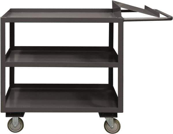 Durham - 1,200 Lb Capacity, 24" Wide x 36" Long x 37-5/8" High Order Picking Cart - 3 Shelf, Steel, 2 Rigid/2 Swivel Casters - Apex Tool & Supply