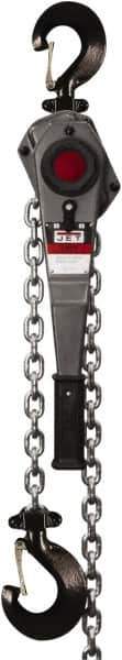 Jet - 6,000 Lb Lifting Capacity, 20' Lift Height, Lever with Overload Protection Hoist - Made from Chain, 82 Lb Avg Pull to Lift Rated Load - Apex Tool & Supply