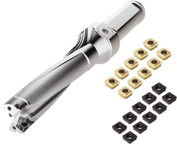 Seco - 3" Max Drill Depth, 3xD, 1" Diam, Indexable Insert Drill - 2 Inserts, 1-1/4" Shank Diam, Weldon Flat Shank - Apex Tool & Supply