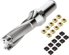 Seco - 2-1/4" Max Drill Depth, 3xD, 3/4" Diam, Indexable Insert Drill - 2 Inserts, 1" Shank Diam, Weldon Flat Shank - Apex Tool & Supply