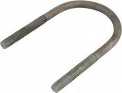 Made in USA - 7/8-9 UNC, 19-5/16" Long, Round U Bolt Clamp with No Mount Plate for 16" Pipe - 4-1/4" Thread Length, 16-1/8" Wide, Grade Grade 2 (Nut) Steel - Apex Tool & Supply