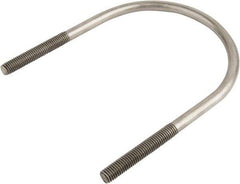 Made in USA - 7/8-9 UNC, 16-1/16" Long, Round U Bolt Clamp with No Mount Plate for 12" Pipe - 4-1/4" Thread Length, 12-7/8" Wide, Grade 304 Stainless Steel - Apex Tool & Supply