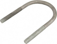 Made in USA - 7/8-9 UNC, 19-5/16" Long, Round U Bolt Clamp with No Mount Plate for 16" Pipe - 4-1/4" Thread Length, 16-1/8" Wide, Grade Grade 2 (Nut) Steel - Apex Tool & Supply