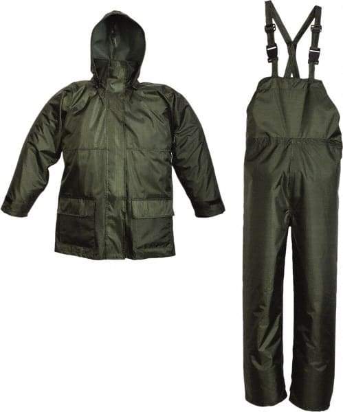 Viking - Size 3XL, Black, Rain Three Piece Suit - Detachable Hood, Hook & Loop Ankle, Hook & Loop Wrist - Apex Tool & Supply