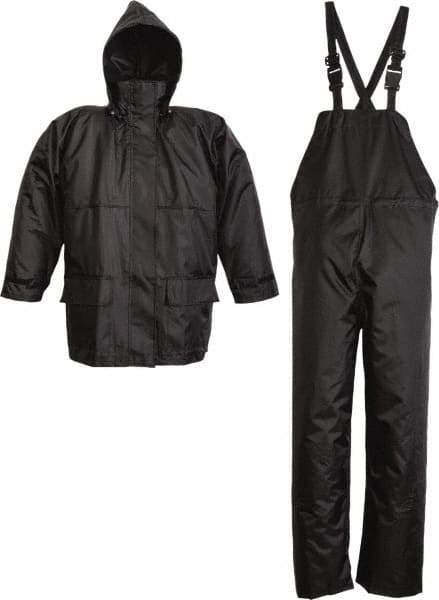 Viking - Size S, Black, Rain Three Piece Suit - Detachable Hood, Hook & Loop Ankle, Hook & Loop Wrist - Apex Tool & Supply