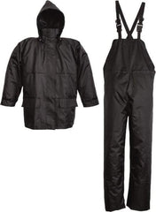 Viking - Size XL, Black, Rain Three Piece Suit - Detachable Hood, Hook & Loop Ankle, Hook & Loop Wrist - Apex Tool & Supply