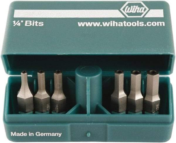 Wiha - 10 Piece, 1/4" Drive Screwdriver Tamperproof Bit Set - 3/32 to 3/16" Hex - Apex Tool & Supply