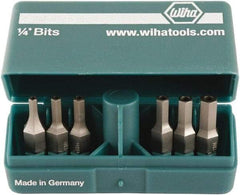 Wiha - 10 Piece, 1/4" Drive Screwdriver Tamperproof Bit Set - 3/32 to 3/16" Hex - Apex Tool & Supply