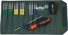 Wiha - 20 Piece, 1/4" Drive Screwdriver Bit Set - #0, #1 & #2 Phillips, 5/64 to 5/32" Hex, T7 to T20 Torx, 2.5, 3.5 & 4mm Slotted - Apex Tool & Supply