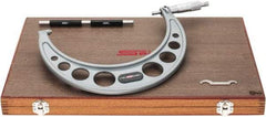 SPI - 7 to 8" Range, 0.0001" Graduation, Mechanical Outside Micrometer - Ratchet Stop Thimble, 4.61" Throat Depth, Accurate to 0.0002" - Apex Tool & Supply