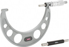 SPI - 4 to 5" Range, 0.0001" Graduation, Mechanical Outside Micrometer - Ratchet Stop Thimble, 2.88" Throat Depth, Accurate to 0.0002" - Apex Tool & Supply