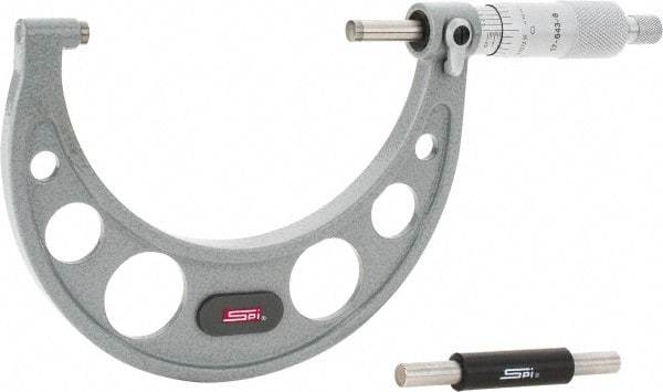 SPI - 3 to 4" Range, 0.0001" Graduation, Mechanical Outside Micrometer - Ratchet Stop Thimble, 2.37" Throat Depth, Accurate to 0.0002" - Apex Tool & Supply