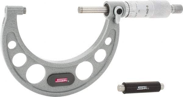SPI - 2 to 3" Range, 0.0001" Graduation, Mechanical Outside Micrometer - Ratchet Stop Thimble, 1.93" Throat Depth, Accurate to 0.0002" - Apex Tool & Supply