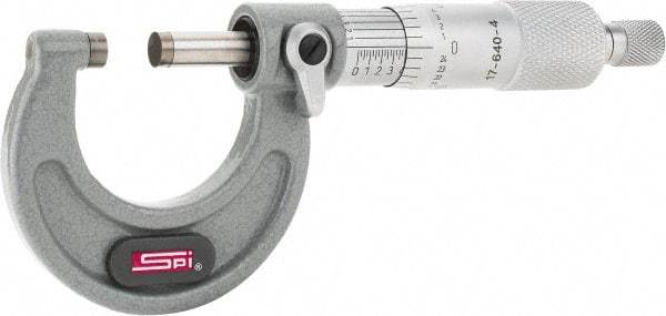 SPI - 0 to 1" Range, 0.0001" Graduation, Mechanical Outside Micrometer - Ratchet Stop Thimble, 1.11" Throat Depth, Accurate to 0.0001" - Apex Tool & Supply