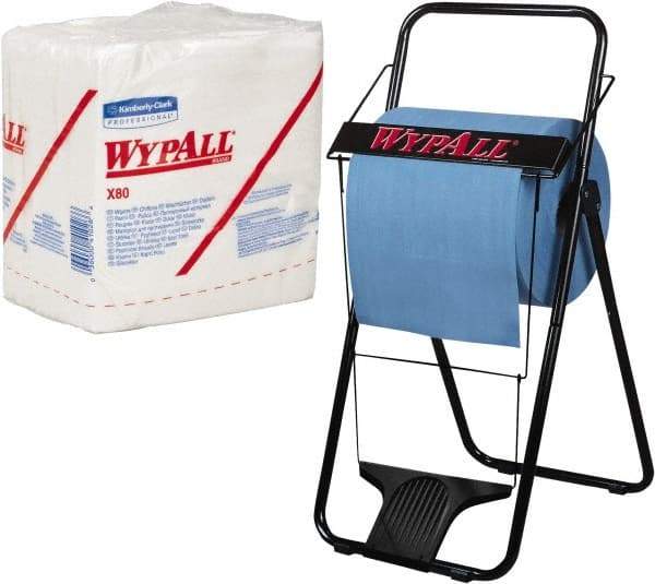 WypAll - X80 1/4 Fold Shop Towel/Industrial Wipes - Poly Pack, 12-1/2" x 12-1/2" Sheet Size, White - Apex Tool & Supply