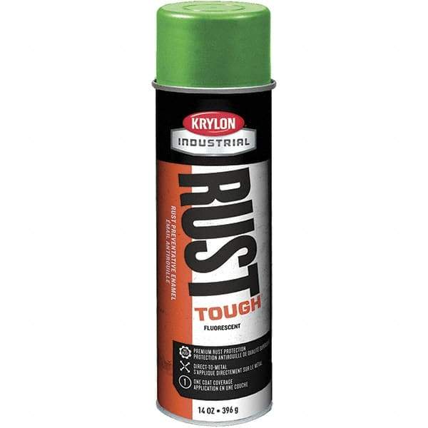 Krylon - Green, 15 oz Net Fill, Fluorescent, Acrylic Enamel Spray Paint - 15 to 20 Sq Ft per Can, 20 oz Container - Apex Tool & Supply