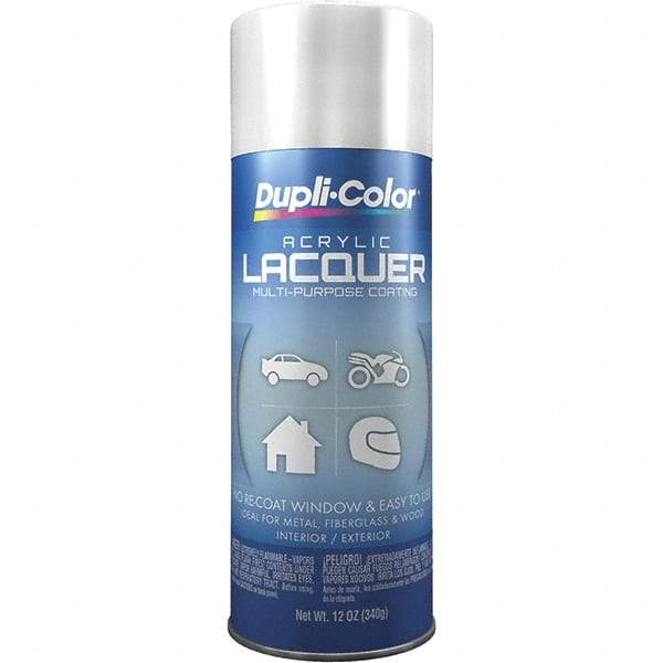 Dupli-Color - White, Gloss, Lacquer Spray Paint - 12 to 14 Sq Ft per Can, 12 oz Container - Apex Tool & Supply