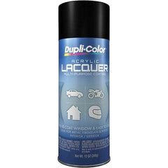 Dupli-Color - Black, Flat, Lacquer Spray Paint - 12 to 14 Sq Ft per Can, 12 oz Container - Apex Tool & Supply