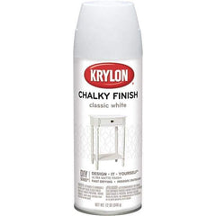 Krylon - White, Flat, Aerosol Spray Paint - 15 to 20 Sq Ft per Can, 12 oz Container - Apex Tool & Supply