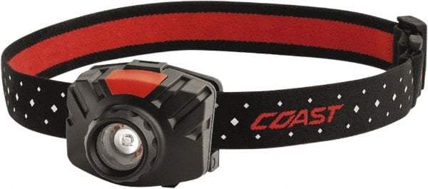 Coast Cutlery - White LED Bulb, 300 Lumens, Hands-free Flashlight - Black, Red Plastic Body, 3 AAA Batteries Included - Apex Tool & Supply