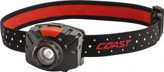 Coast Cutlery - White LED Bulb, 405 Lumens, Hands-free Flashlight - Black, Red Plastic Body, 3 AAA Batteries Included - Apex Tool & Supply