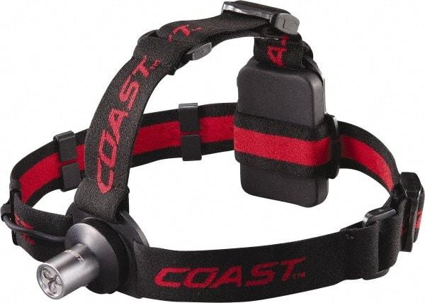 Coast Cutlery - White LED Bulb, 100 Lumens, Hands-free Flashlight - Black, Red Plastic Body, 3 AAA Batteries Included - Apex Tool & Supply
