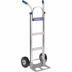 Wesco Industrial Products - 600 Lb Capacity 49" OAH Hand Truck - 14 x 7-1/2" Base Plate, Dual Handle, Aluminum, Full Pneumatic Wheels - Apex Tool & Supply