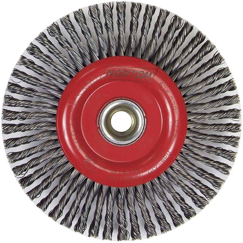 Norton - 6" OD, 5/8-11 Arbor Hole, Stringer Bead Carbon Wheel Brush - Apex Tool & Supply