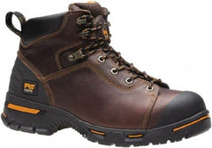 Timberland PRO - Men's Size 8 Medium Width Steel Work Boot - Brown, Leather, Rubber Upper, Rubber Outsole, 6" High, Safety Toe, Puncture Resistant - Apex Tool & Supply