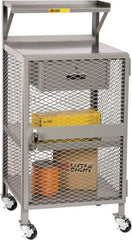 Little Giant - 1,000 Lb Capacity, 4 Shelf, 1 Drawer Enclosed Mobile Shop Desk - 36" Wide x 24" Deep x 52" High, Steel, Gray - Apex Tool & Supply