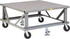 Little Giant - 3,600 Lb Capacity Steel Adjustable Height Pallet Stand - Steel Deck, 48" OAW, 48" Platform Length, Phenolic Casters - Apex Tool & Supply
