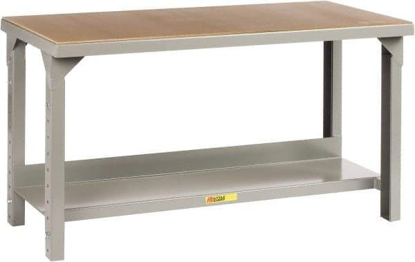 Little Giant - 48 Wide x 24" Deep x 27" High, Hardboard/Steel Heavy-Duty Workbench with Hardboard Top - Adjustable Height Legs, Gray - Apex Tool & Supply