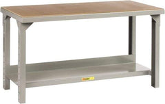 Little Giant - 84 Wide x 36" Deep x 27" High, Hardboard/Steel Heavy-Duty Workbench with Hardboard Top - Adjustable Height Legs, Gray - Apex Tool & Supply
