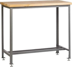 Little Giant - 72 Wide x 30" Deep x 42" High, Butcher Block Standing Height Butcher Block Table - Fixed Legs With Adjustable Height Glides, Gray - Apex Tool & Supply