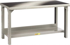 Little Giant - 72 Wide x 30" Deep x 27" High, Stainless Steel Heavy-Duty Workbench with Stainless Steel Top - Adjustable Height Legs, Gray - Apex Tool & Supply