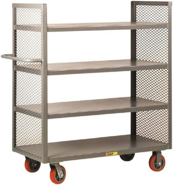 Little Giant - 3,600 Lb Capacity, 4 Shelf, 2-Sided Steel Truck - 65-1/2" Long x 24" Wide x 57" High, Polyurethane Wheels - Apex Tool & Supply