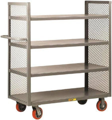 Little Giant - 3,600 Lb Capacity, 4 Shelf, 2-Sided Steel Truck - 65-1/2" Long x 30" Wide x 57" High, Polyurethane Wheels - Apex Tool & Supply