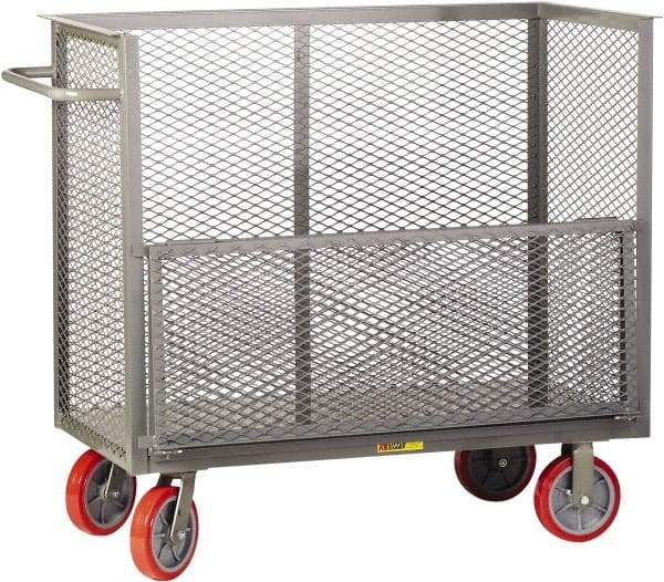 Little Giant - 3,600 Lb Capacity, 3-Sided Steel Bulk Truck with Removable Drop Gate - 53-1/2" Long x 30" Wide x 47" High, Polyurethane Wheels - Apex Tool & Supply