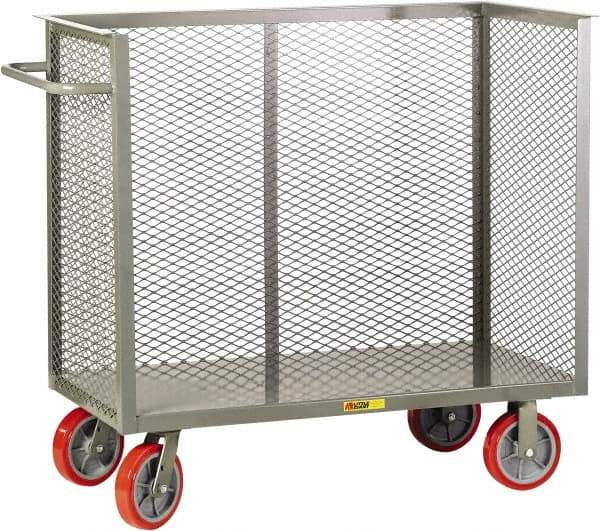 Little Giant - 3,600 Lb Capacity, 3-Sided Steel Bulk Truck - 53-1/2" Long x 24" Wide x 47" High, Polyurethane Wheels - Apex Tool & Supply