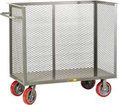 Little Giant - 3,600 Lb Capacity, 3-Sided Steel Bulk Truck - 65-1/2" Long x 30" Wide x 47" High, Polyurethane Wheels - Apex Tool & Supply