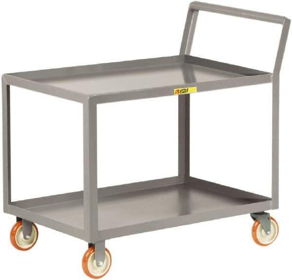 Little Giant - 1,200 Lb Capacity, 24" Wide x 52" Long x 38-3/4" High Shelf Cart - 2 Shelf, Steel, 2 Rigid/2 Swivel Casters - Apex Tool & Supply