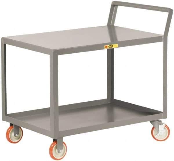 Little Giant - 1,200 Lb Capacity, 18" Wide x 36" Long x 38-3/4" High Shelf Cart - 2 Shelf, Steel, 2 Rigid/2 Swivel Casters - Apex Tool & Supply